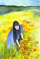 fille ceuillant des fleurs 011199